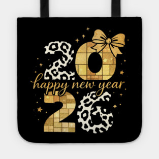 Happy New Year Cute Gold Disco Ball Bow New Year's Eve Girls Tote