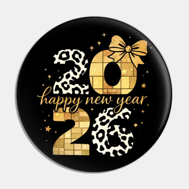Happy New Year Cute Gold Disco Ball Bow New Year's Eve Girls Pin by shirtlux