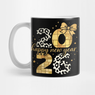 Happy New Year Cute Gold Disco Ball Bow New Year's Eve Girls Mug