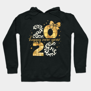 Happy New Year Cute Gold Disco Ball Bow New Year's Eve Girls Hoodie