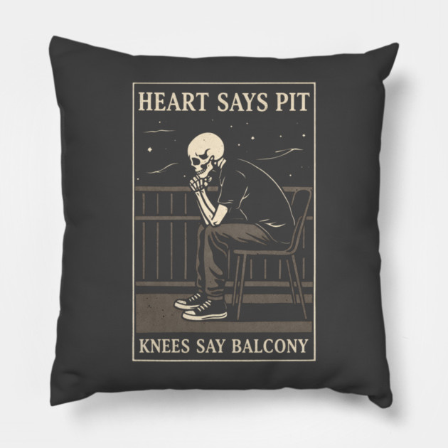 Funny Heart Says Pit Knees Say Balcony Retro Music Pillow by shirtlux