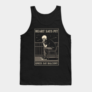 Funny Heart Says Pit Knees Say Balcony Retro Music Tank Top