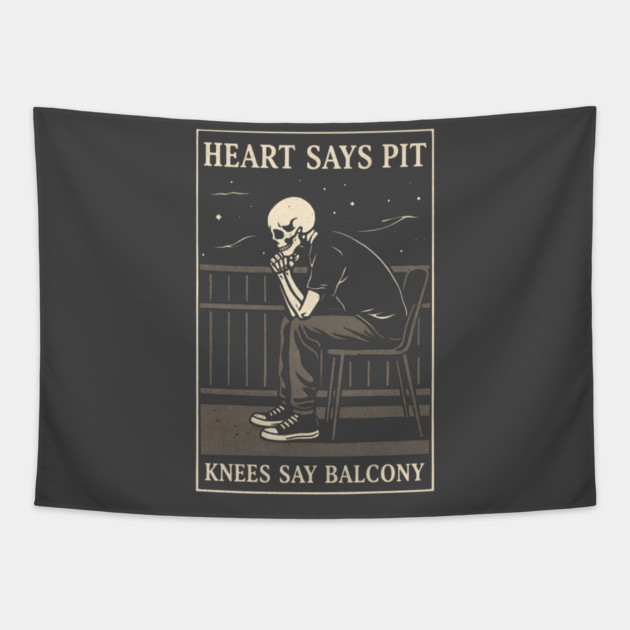Funny Heart Says Pit Knees Say Balcony Retro Music Tapestry by shirtlux