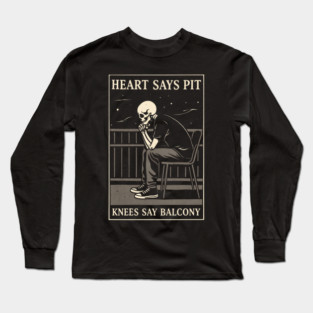 Funny Heart Says Pit Knees Say Balcony Retro Music Long Sleeve T-Shirt