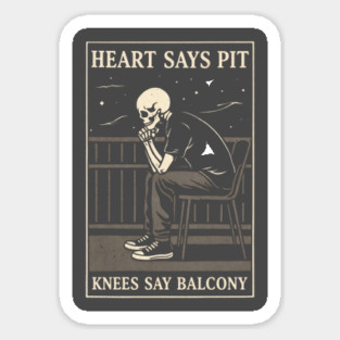 Funny Heart Says Pit Knees Say Balcony Retro Music Sticker