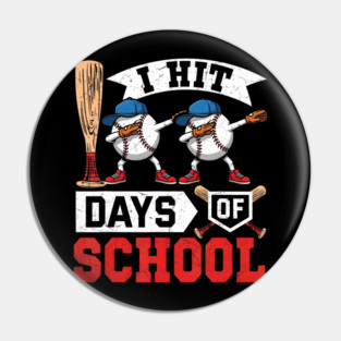 Kids 100 Days Of School Baseball Theme Fun Achievement Design Pin