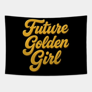 Future Golden Girl – Retro Feminine Script Tapestry