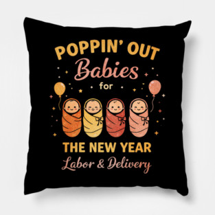 Groovy Happy New Year Labor and Delivery L&D Nurse Fireworks Pillow