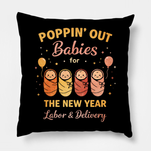 Groovy Happy New Year Labor and Delivery L&D Nurse Fireworks Pillow by shirtlux