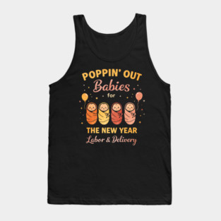 Groovy Happy New Year Labor and Delivery L&D Nurse Fireworks Tank Top