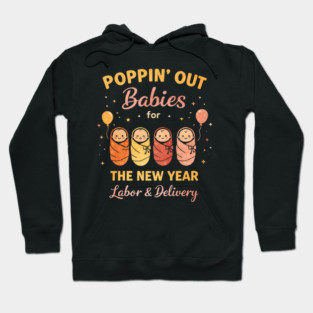 Groovy Happy New Year Labor and Delivery L&D Nurse Fireworks Hoodie