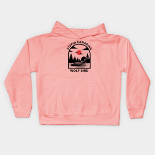 Stupid-Canadian-Wolf-Bird Kids Hoodie