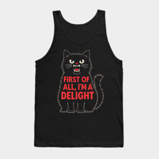First of All I'm a Delight Roaring Black cat Tank Top