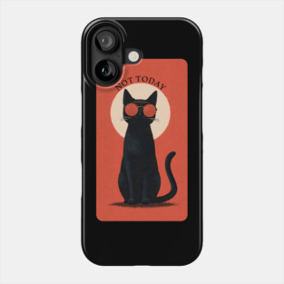 Not Today – Cool Black Cat Wearing Sunglasses Retro Design Phone Case
