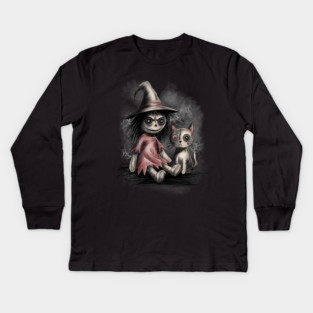 Ragdoll Witch and Cat Kids Long Sleeve T-Shirt