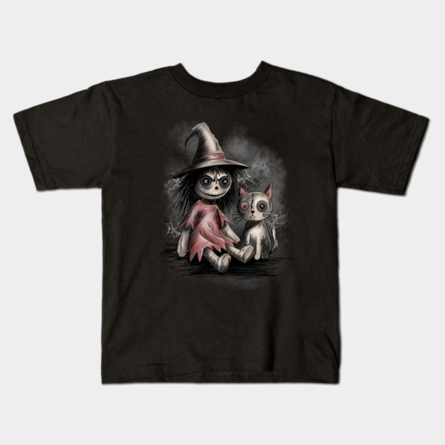 Ragdoll Witch and Cat Kids T-Shirt by H. R. Sinclair