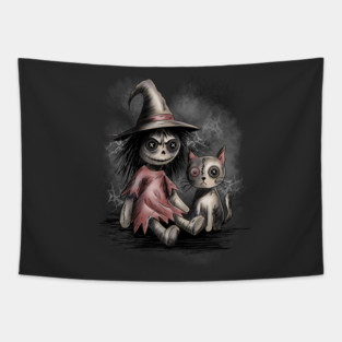 Ragdoll Witch and Cat Tapestry
