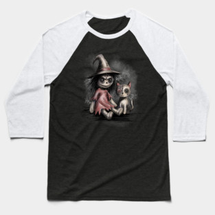 Ragdoll Witch and Cat Baseball T-Shirt