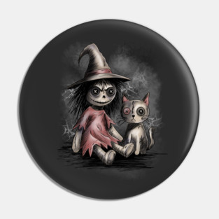 Ragdoll Witch and Cat Pin