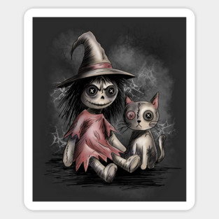 Ragdoll Witch and Cat Sticker