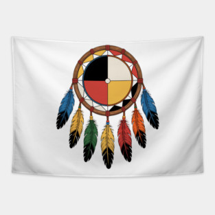 Medicine Wheel Dreamcatcher Indigenous Native American Spirit Tapestry