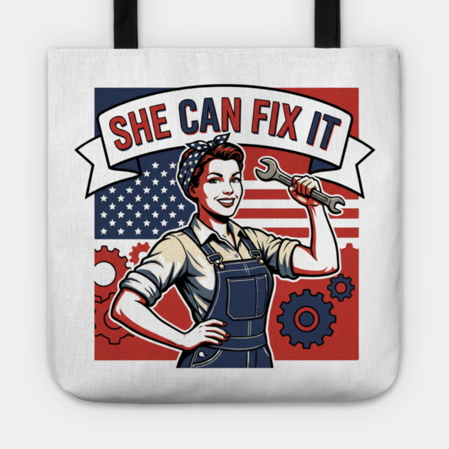 She Can Fix It | Built Strong, Thinks Smart, Gets It Done Tote by Muhammad Naveed Khan