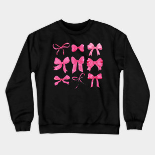 Pink Glitter Bows Girly Aesthetic Preppy Girly Girl Crewneck Sweatshirt
