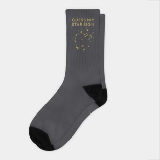 Guess My Star Sign – Sagittarius Zodiac, Astrology Constellation - Antique Gold Print Socks