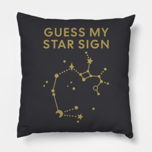 Guess My Star Sign – Sagittarius Zodiac, Astrology Constellation - Antique Gold Print Pillow