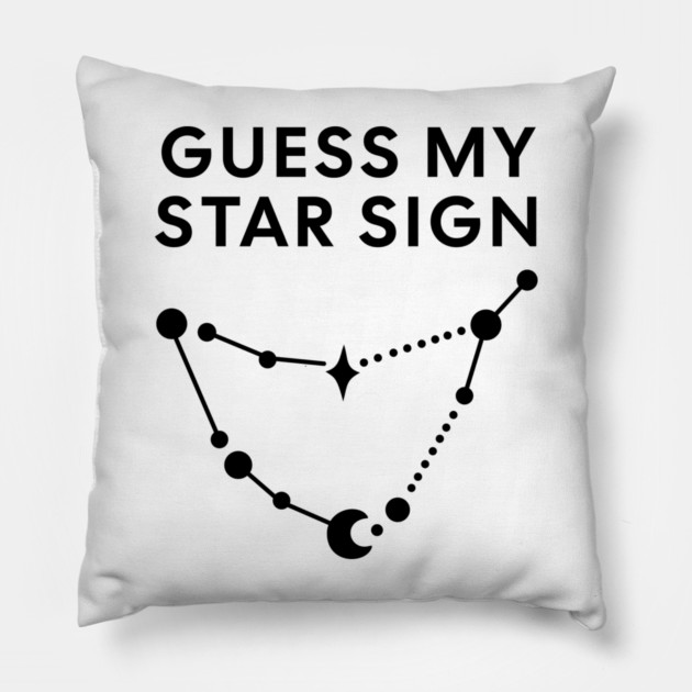 Guess My Star Sign – Capricorn Zodiac, Astrology Constellation - Black Print Pillow by Designed By Marty