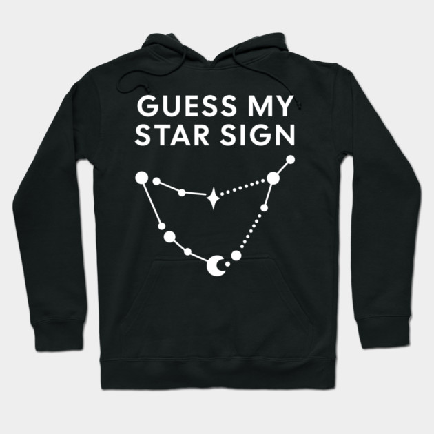 Guess My Star Sign – Capricorn Zodiac, Astrology Constellation - White Print Hoodie by Designed By Marty