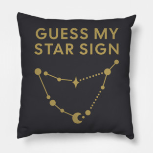 Guess My Star Sign – Capricorn Zodiac, Astrology Constellation - Antique Gold Print Pillow