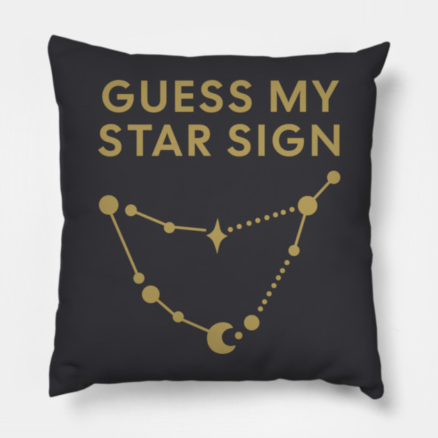 Guess My Star Sign – Capricorn Zodiac, Astrology Constellation - Antique Gold Print Pillow by Designed By Marty