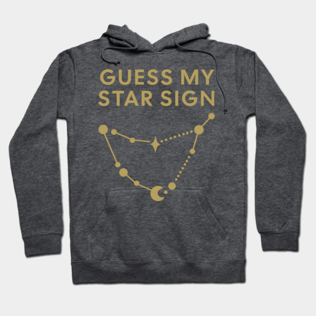Guess My Star Sign – Capricorn Zodiac, Astrology Constellation - Antique Gold Print Hoodie by Designed By Marty