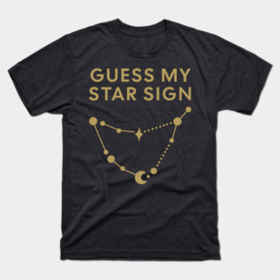 Guess My Star Sign – Capricorn Zodiac, Astrology Constellation - Antique Gold Print T-Shirt