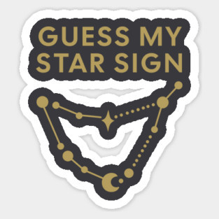 Guess My Star Sign – Capricorn Zodiac, Astrology Constellation - Antique Gold Print Sticker
