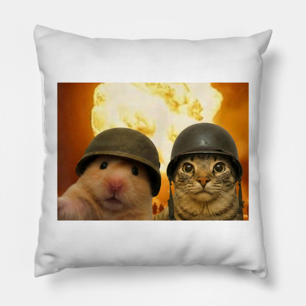 Funny Cat Hamster Explosion Selfie Pillow by Luxinda