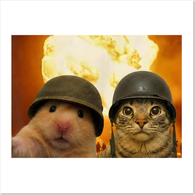 Funny Cat Hamster Explosion Selfie Wall Art by Luxinda