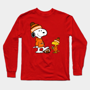 Cleveland Browns - Snoopy & Woodstock Football Style M037 Long Sleeve T-Shirt