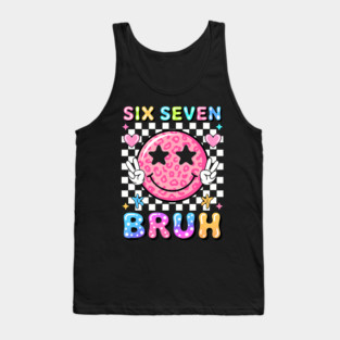 Six Seven Bruh Preppy Smiley Face Meme Tank Top