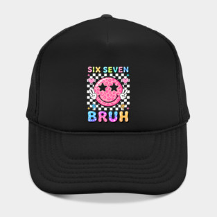 Six Seven Bruh Preppy Smiley Face Meme Hat