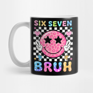 Six Seven Bruh Preppy Smiley Face Meme Mug