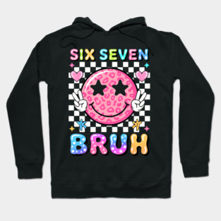 Six Seven Bruh Preppy Smiley Face Meme Hoodie