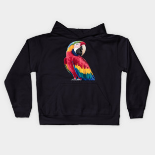 Watercolor colorful scarlet macaw parrot bird painting artsy Kids Hoodie
