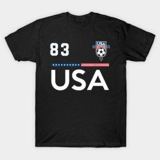 American USA Flag Soccer Jersey Favorite Lucky Number 83 Women Men T-Shirt