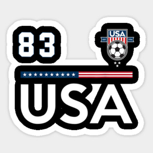 American USA Flag Soccer Jersey Favorite Lucky Number 83 Women Men Sticker