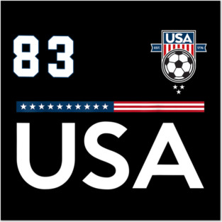 American USA Flag Soccer Jersey Favorite Lucky Number 83 Women Men Posters and Art