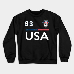 American USA Flag Soccer Jersey Favorite Lucky Number 93 Women Men Crewneck Sweatshirt