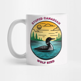 Heated Rivalry Stupid Canadian Wolf Bird Funny Loon Bird Retro Mug