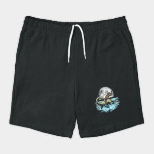 Funny Bigfoot Riding Nessie Loch Ness Monster & Full Moon Shorts